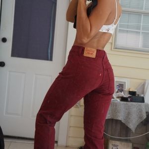 Burgundy Levi's Boot-cut Jeans